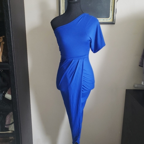 5 For $25✨New+Tag Womens Blue Dress Bodycon Off The Shoulder Wrap Dress Xs-Small - Picture 4 of 8